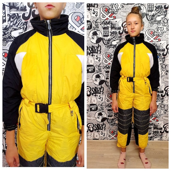 Yellow Ski Suit 80s Ski Suit 10 Kids Ski Suit Mountain