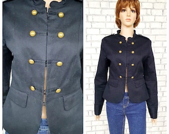 steampunk blazer M Military Clothing military Black denim jacket steampunk clothing women Military blazer women jacket steampunk jacket