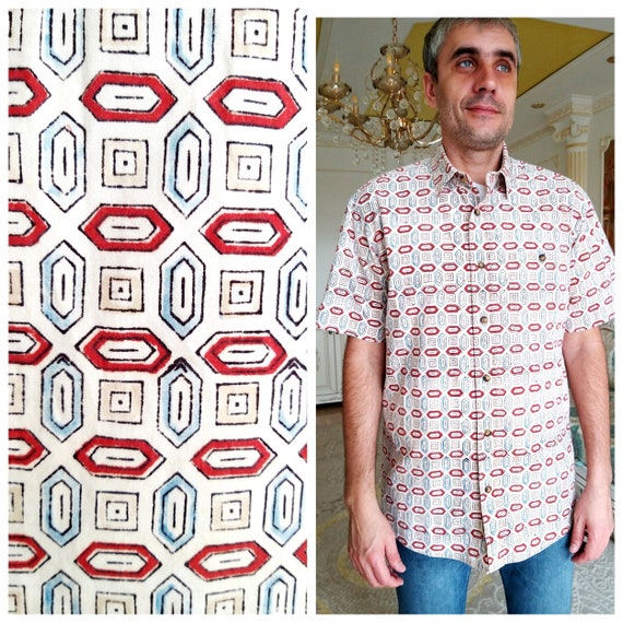 IYFBXl Mens Shirt Geometric/Color Block Print IYFBXl Mens Shirt Geometric/Color Block Print