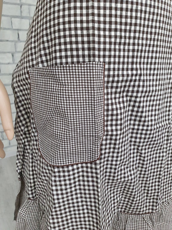 Brown apron dirndl apron Half Apron  Gingham apro… - image 5