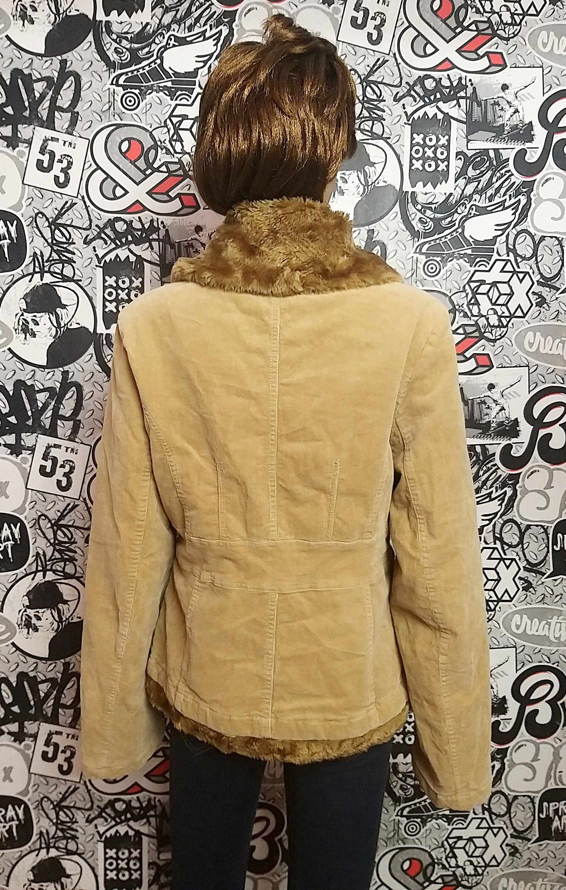 Womens Clothing Camel Jacket Faux Fur Jacket L Camel Corduroy Etsy UK