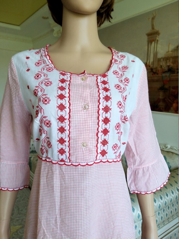 90s Antique Nightshirt embroidered Nightshirt Ant… - image 3