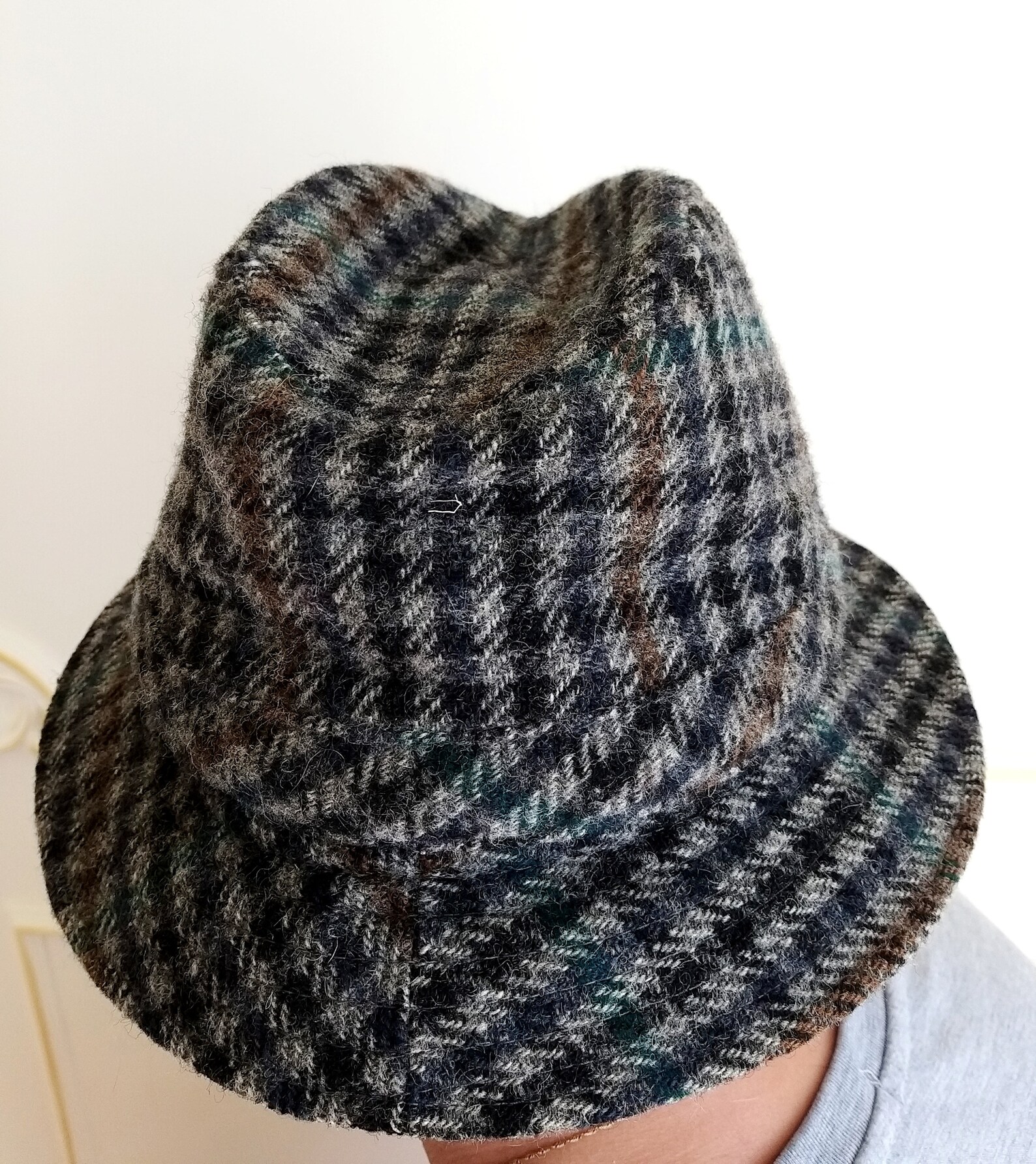 Mens Hat Mens Fedora Hat Houndstooth Hats Tyrolean Hat Wool Etsy