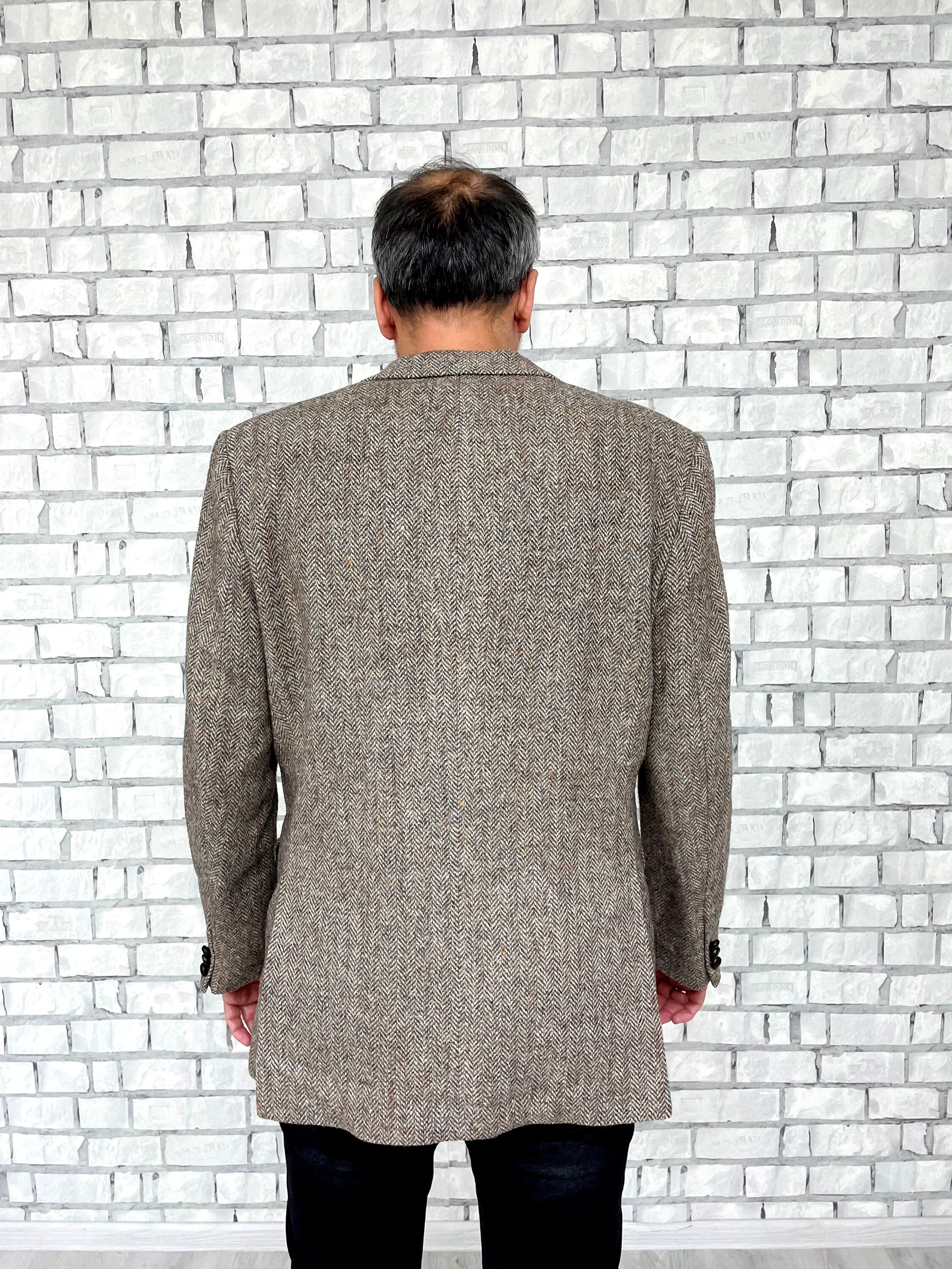 ジャケット・アウター boncouraTailored Jacket Hand Woven Tweed Bespoke Tweed Jacket Made in the Late 1970s. Houndstooth