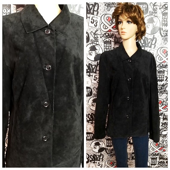genuine suede blazer XL womens blazer womens Leath