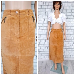 real Leather skirt M brown suede Skirt women skirt Casual skirt brown Long Leather skirt western skirt Cowgirl skirt steampunk Rock Skirt