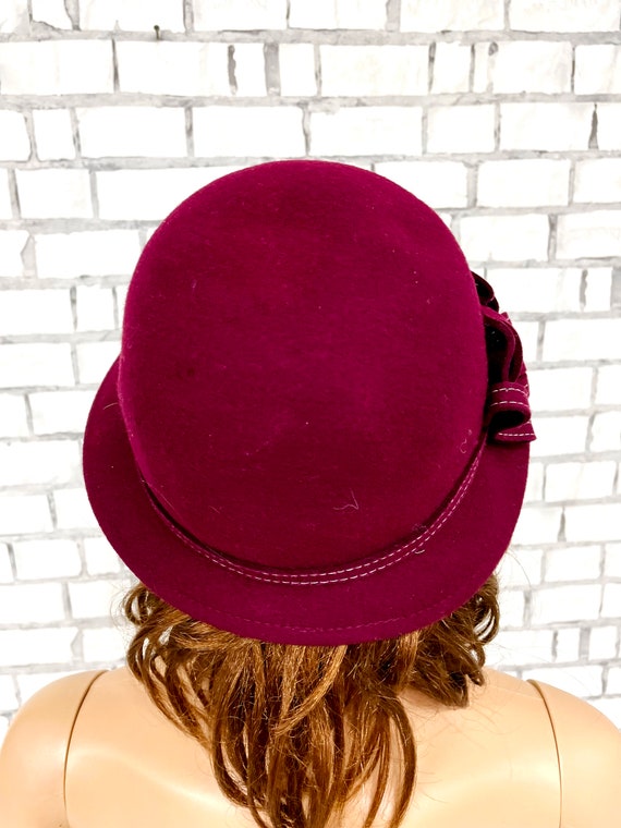 Cloche Hat vintage  burgundy Hat formal hats  Fel… - image 6