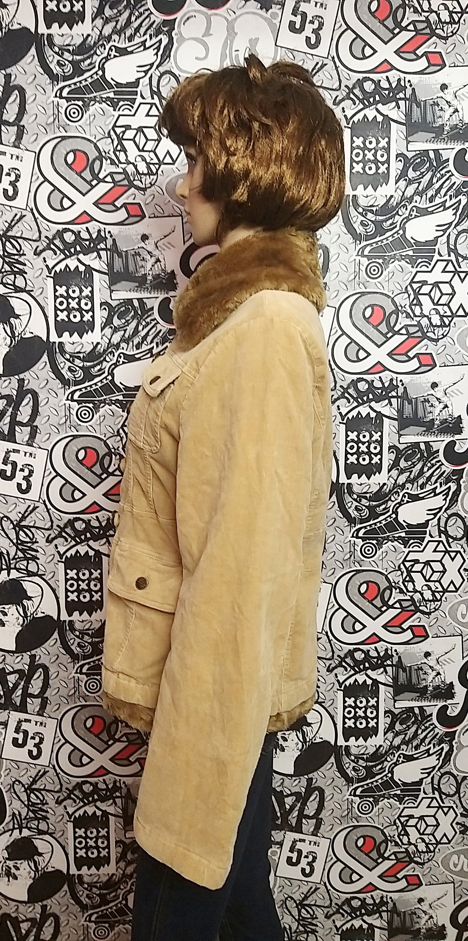 Womens Clothing Camel Jacket Faux Fur Jacket L Camel Corduroy Etsy UK