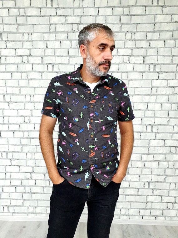 Camicia da uomo Camicie con stampa di funghi Camicia M Festival