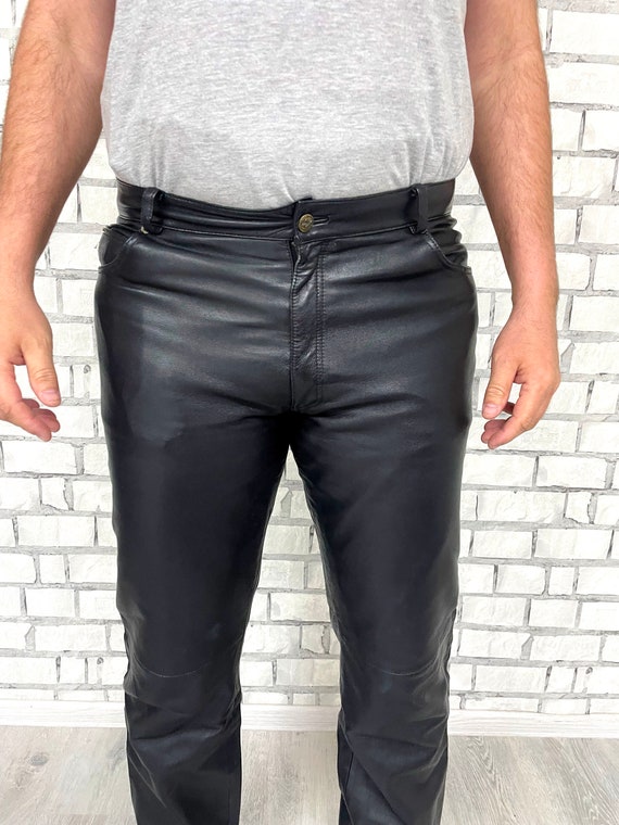 Mens Leather Clothing Western Leather pants Retro… - image 3