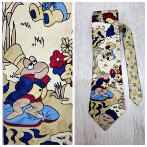 frog Necktie gift for Him Mens tie Mens Necktie collectible novelty tie Bear tie ANimal tie Statement Tie animal Necktie frog print tie