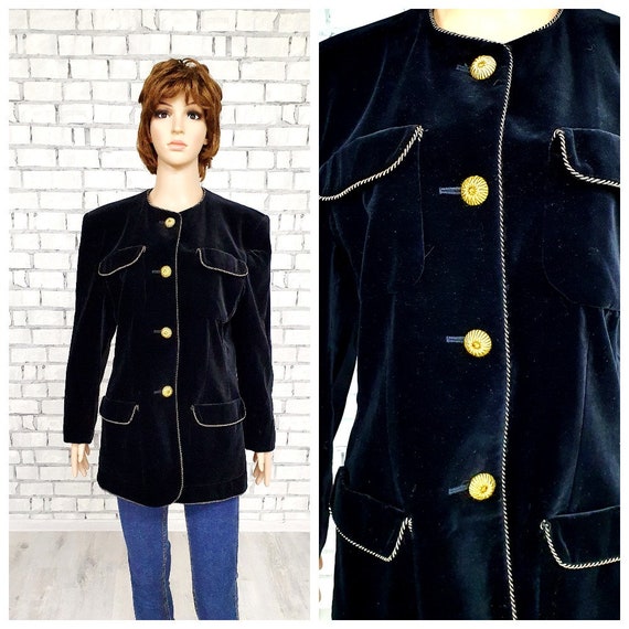 Black velvet military jacket 2025