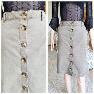 Button skirt midi military skirt womens pencil skirt  military skirt Olive green skirt Vintage womens skirt   Khaki Skirt 3XL Army skirt