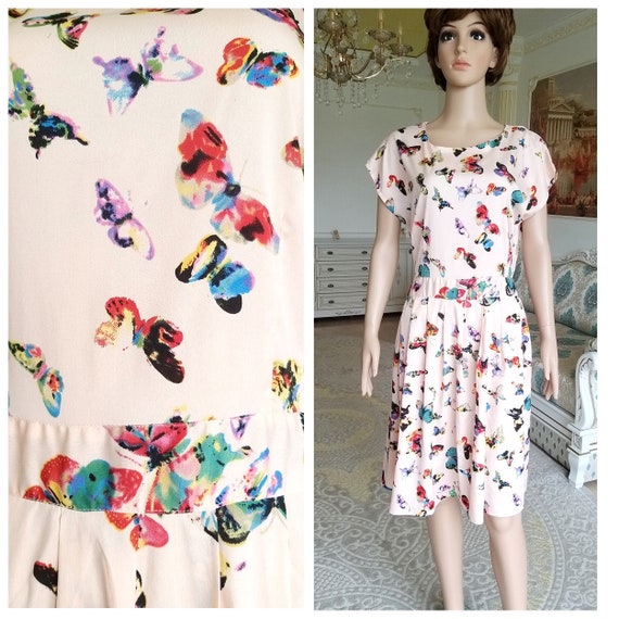 pink butterfly dress womens