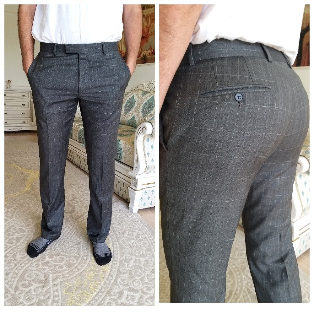 Mens Gray Pants Retro Pants Mens Pants Checkered Pants Plaid - Etsy