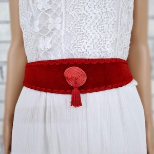 dress belt  S/M womens belt vintage RED belt  France Belt festival folk Belt evening Belt Boho Belt Corset belt  Wide belt