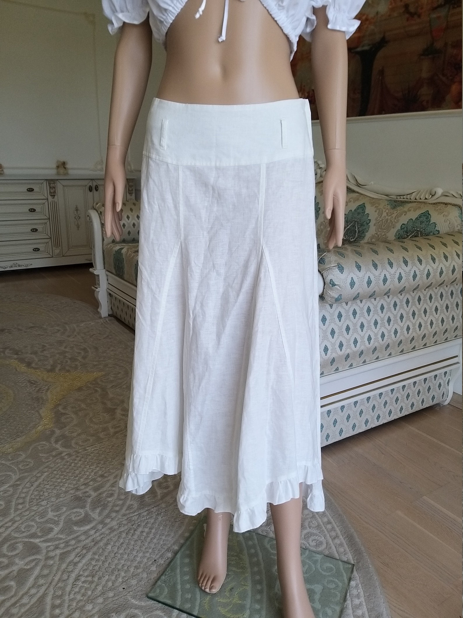 White Linen skirt womens white long skirt white skirt long Etsy
