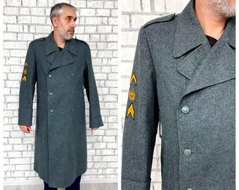 Military Clothing  MILITARY STYLE Mens military wool coat M/L swiss Military uniform military coat overcoat Militaria Army coat