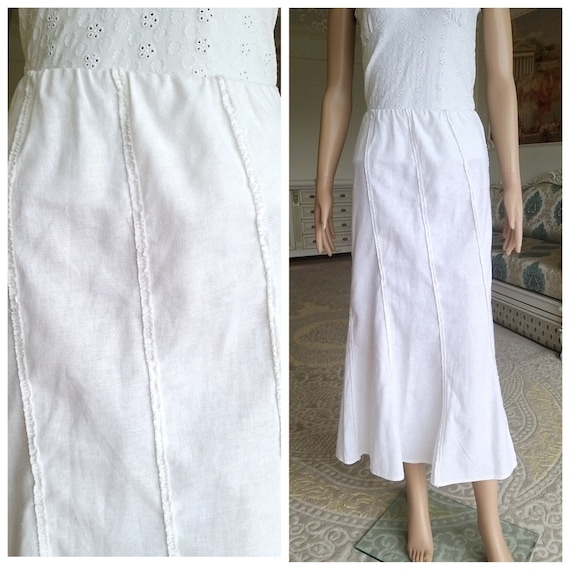 White Linen skirt womens white long skirt White sk
