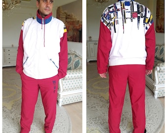 Unisex sport suit vintage burgundy track suit track suit  Mens sport pants windbreaker track top burgundy sport suit XL burgundy windbreaker