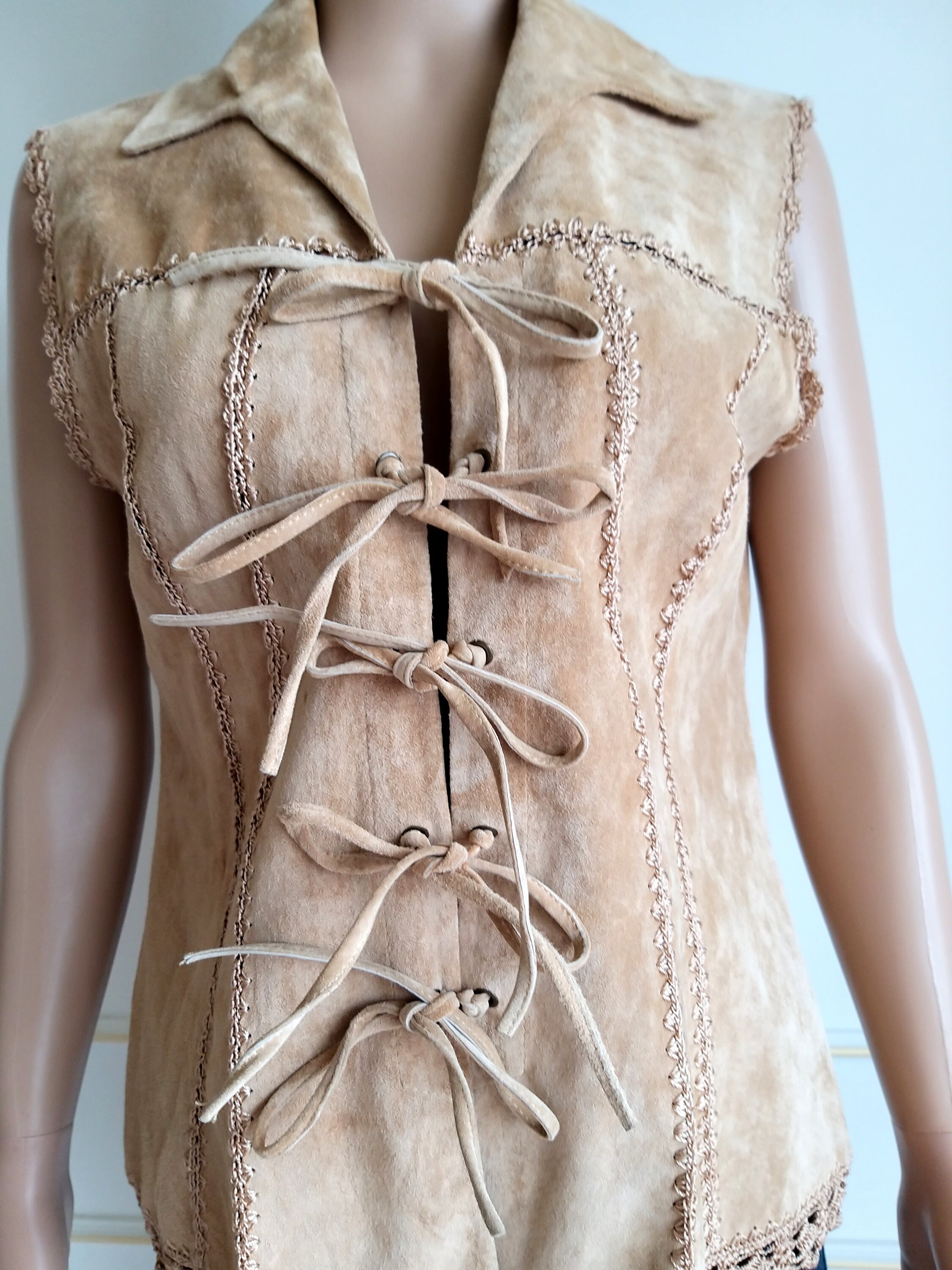 Cowgirl Vest Womens Leather Vest Camel Leather Clothing Etsy
