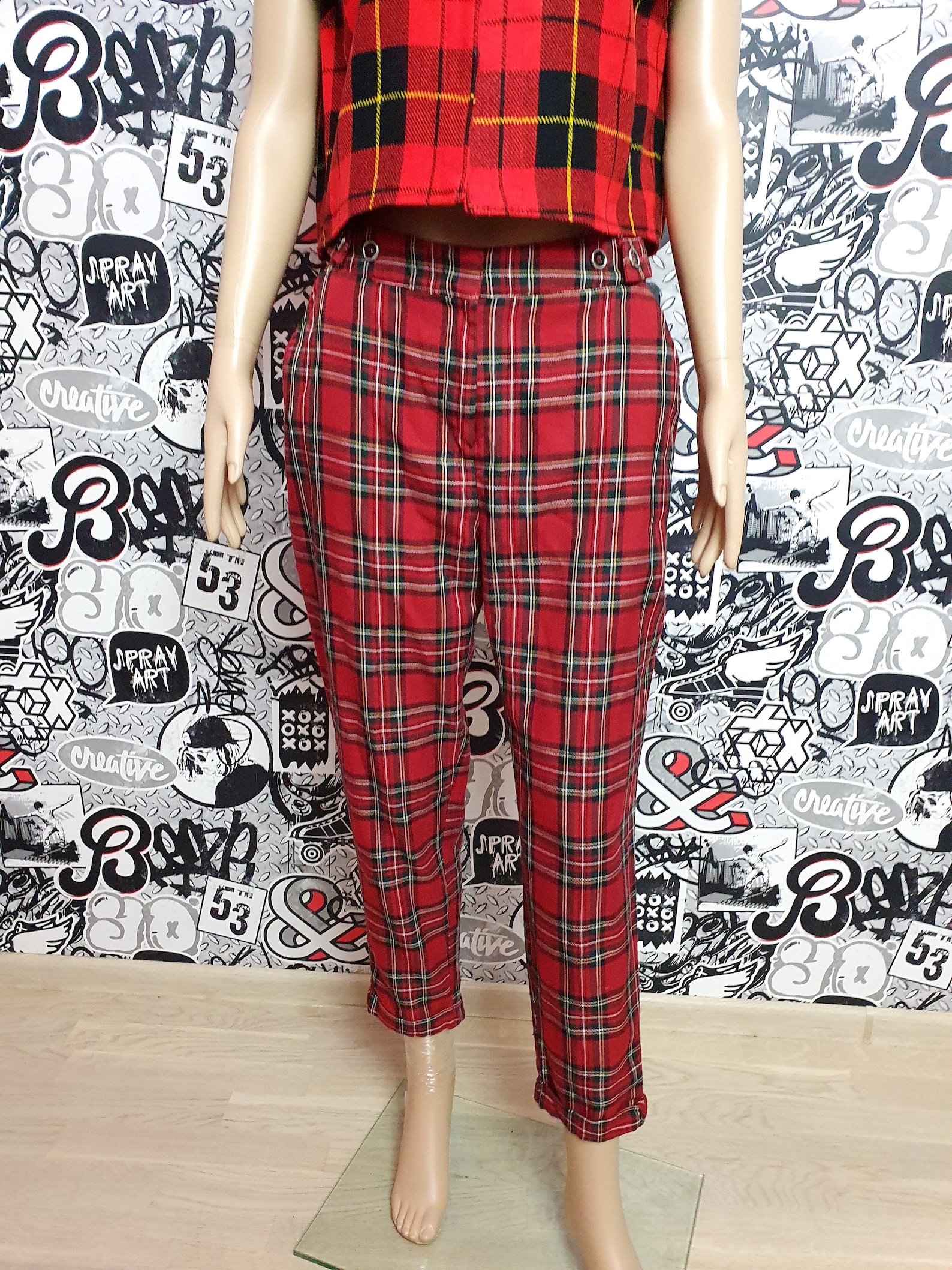 Red Plaid Pants Womens Plaid Pants Retro Pants Womens Pants Etsy