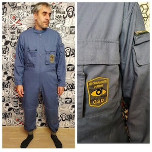 ropa de trabajo Una pieza gris Mono gris vintage Mono hombre Mono cremallera para hombres Moollo utilitario mecánico uniforme L
