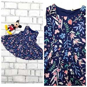 3-6 months strawberry print dress  Baby dress girl dress Kids dress child toddler dress summer outfit Floral dress navy blue children dress