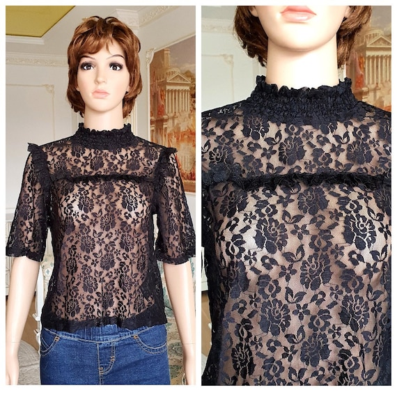 Black Sheer Top, See Through Top, Black Turtleneck Top, Sexy Top, Gothic  Clothing, Top for Women, Plus Size Clothing, Sheer Long Sleeve Top -   Israel