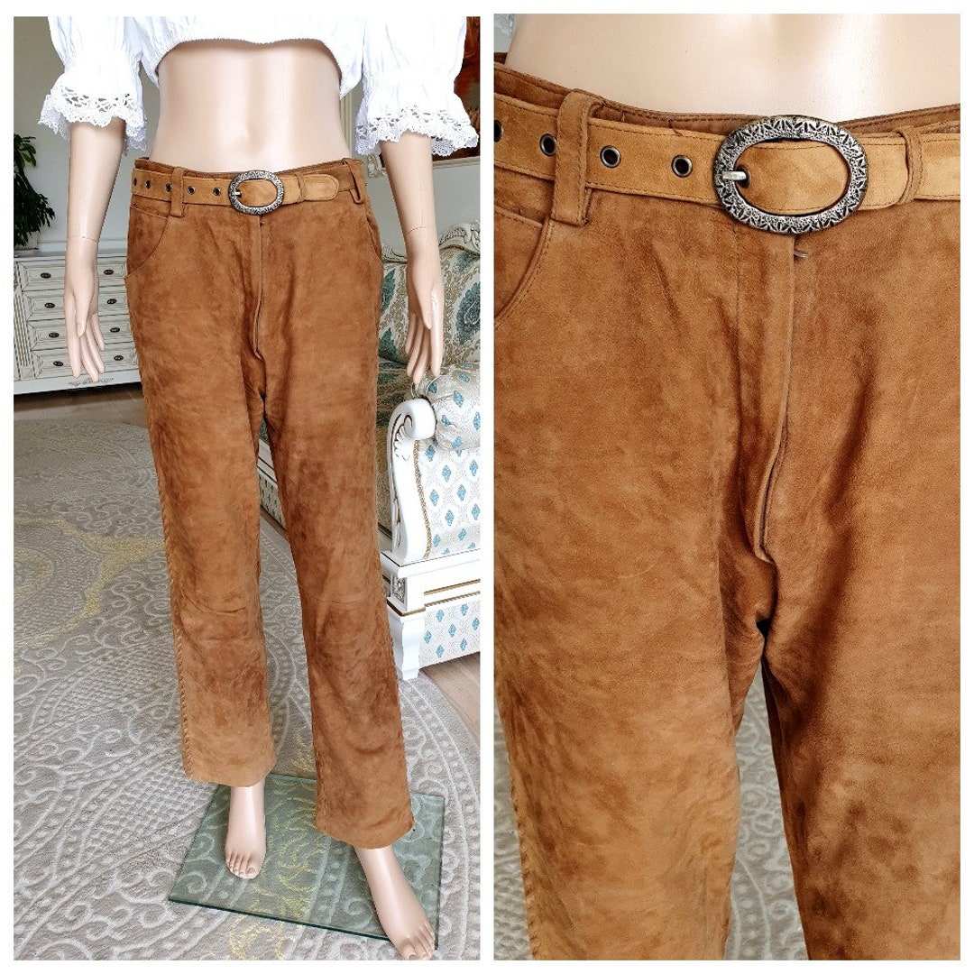 Cowgirl Clothing Womens Leather Pants M Brown Leather Pants Etsy