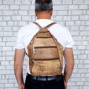 Brown leather backpack Vintage Canvas Backpack bag bucket backpack bucket Bag leather Rucksack Vintage Travel Backpack Shoulder Bag