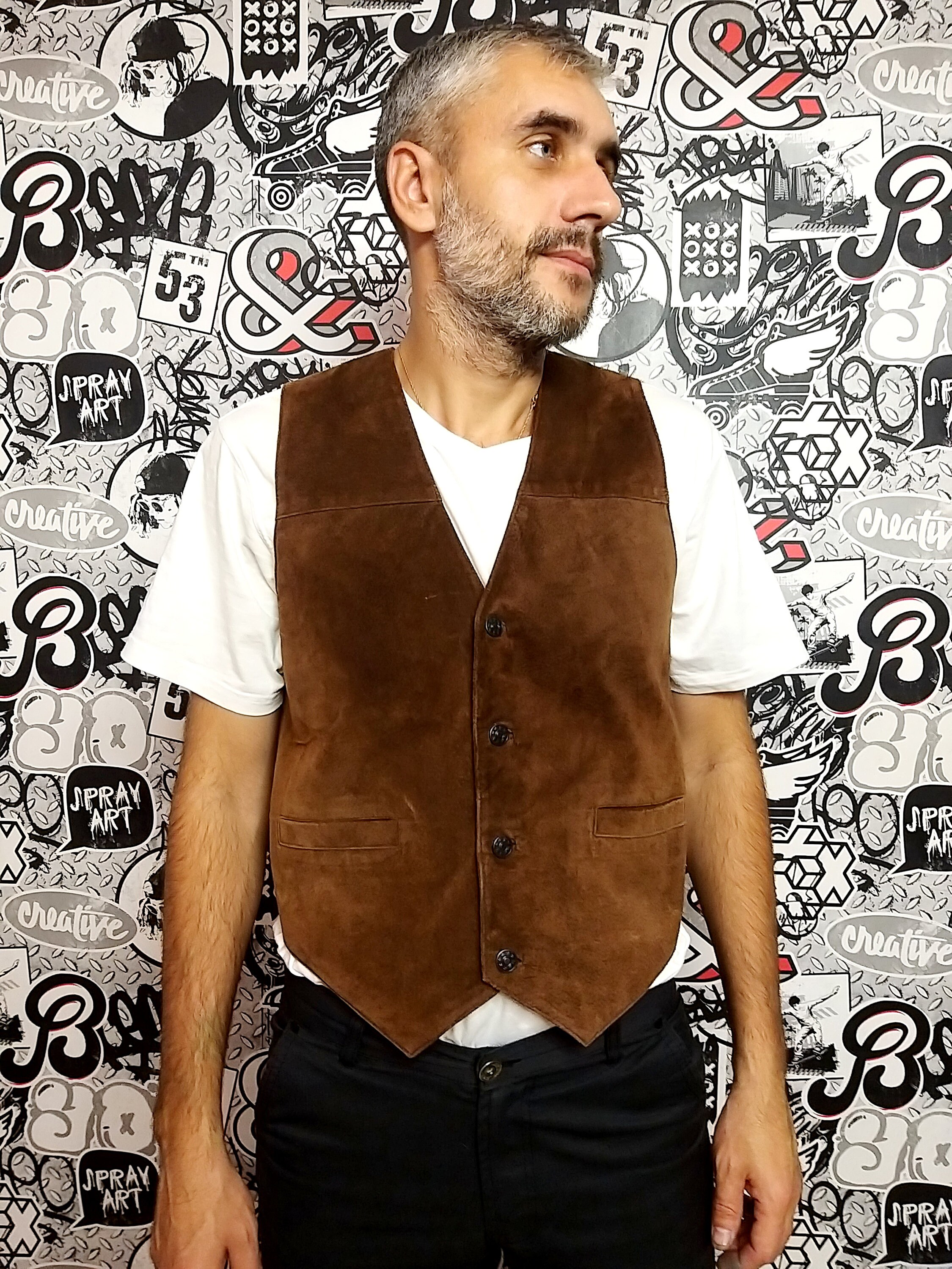 Mens Leather Vest for men Brown Leather Clothing Cowboy Vest Etsy