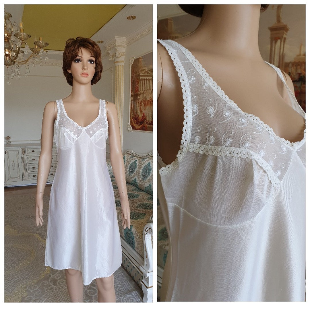 White Nightgown XL Wedding Lingerie Sheer Slip Dress Bridal Lingerie