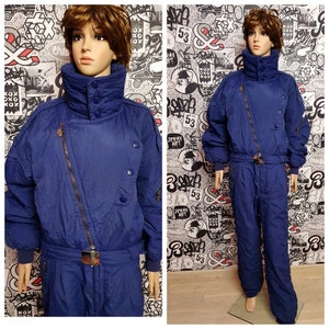 marineblauer Skianzug Vintage Skisportbekleidung Skianzug 80er Skianzug Vintage Retro Skianzug L Schneeanzug Winterbekleidung Warmer Anzug Schnee