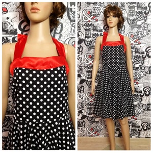 80s Rockabilly dress prom dress circle dress women dress vintage black white polka dot dress party dress summer dress Midi Dress retro dress