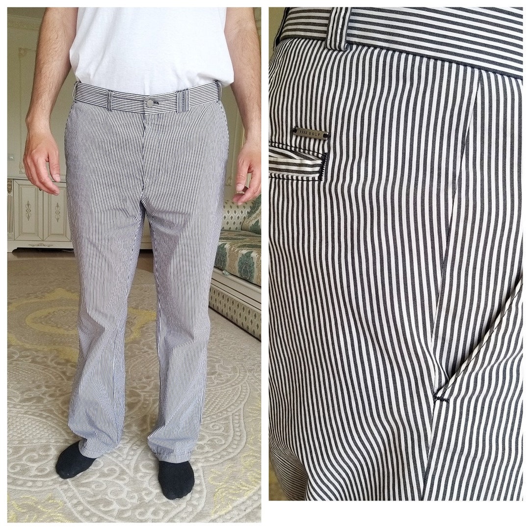 Mens Pants Chino Pants Striped Pants Golf Pants Black White - Etsy