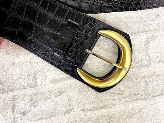 wide belt 3XL BLack leather belt BLack Belt Corse… - image 5