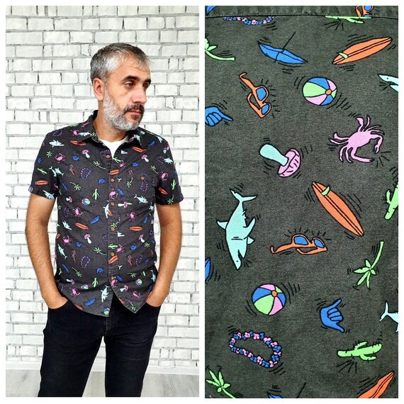 Camicia da uomo Camicie con stampa di funghi Camicia M Festival