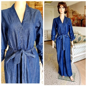 Womens Clothing womens coverall sister gift navy blue coverall vintage cotton jumpsuit cotton coveralls womens jumpsuit L grunge overalls