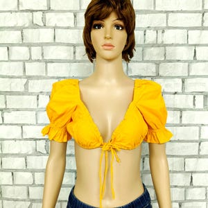 womens Top XS/S womens Crop Top  Orange top Orange Blouse summer top womens  Blouse festival top beach Blouse beach top  Sun Top
