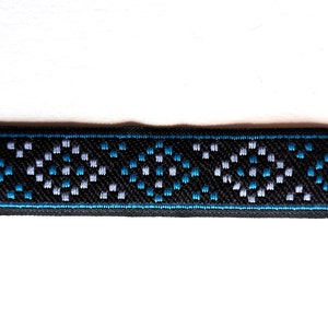 Ribbon medieval border diamond dotted white-blue (16 mm)