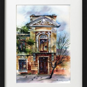Dipinto originale ad acquerello personalizzato per la casa o l'edificio, formato A4-A2, ritratto di casa, regalo per trasloco, dipinto di casa da foto, inaugurazione della casa