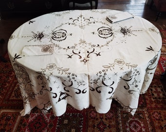 Madeira Embroidered  Tablecloth , Linen