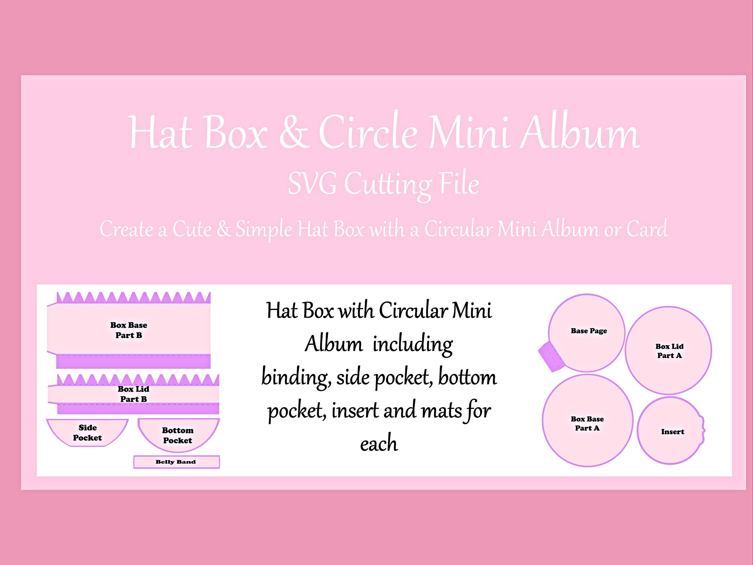 Hat Box & Circular Mini Album SVG Cutting Files for Etsy