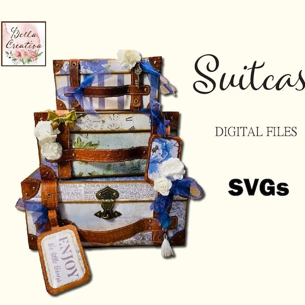 SVG Koffer - Schnittdateien für elektronische Schneidmaschinen - Koffer, Geschenkbox, 3D, Video Tutorials, PDF Anleitungen