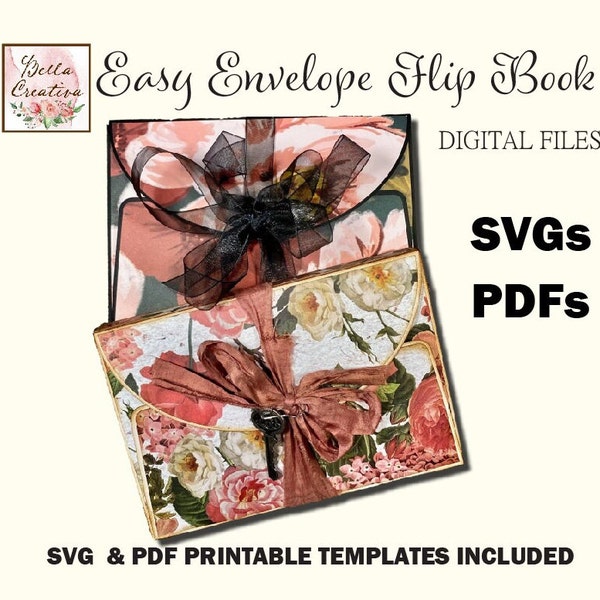 Easy Envelope Flip Book/Mini Album - SVG Files and Printable Templates - PDF Instructions, Video Tutorials