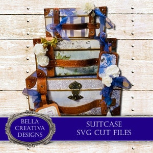 Valise SVG - Fichiers découpés pour machines de découpe électroniques - Valise, coffret cadeau, 3D, tutoriels vidéo, instructions PDF