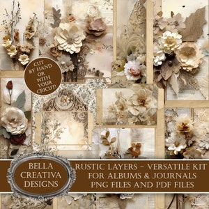 Rustic Layers - Kit versatile per album e diario, modelli stampabili, compatibile con Cricut Print Then Cut - Istruzioni in PDF, tutorial video