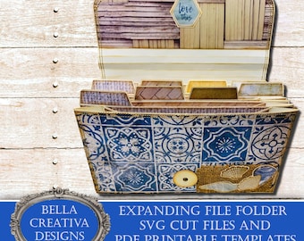 Expandable File Folder & Inserts - SVG Files and Printable Templates - Video Tutorials, PDF Instructions