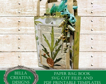 Paper Bag Book/Mini Album - SVG Files and Printable Templates - PDF Instructions, Video Tutorials
